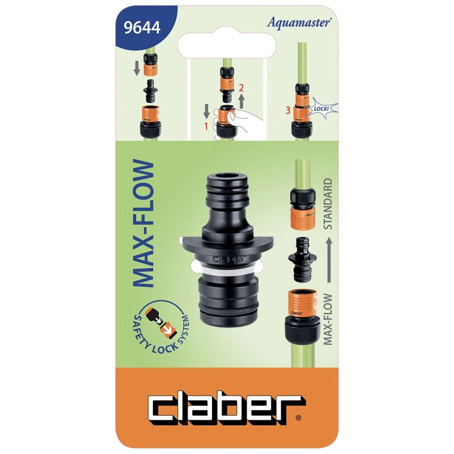 CONGIUNZIONE A 2 VIE PER TUBI DA GIARDINO CLABER MAX-FLOW CON INNESTO RAPIDO