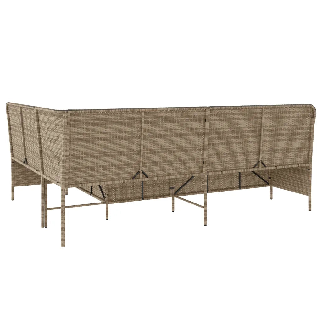 Divano da Giardino con Cuscini a L Beige in Polyrattan 369004