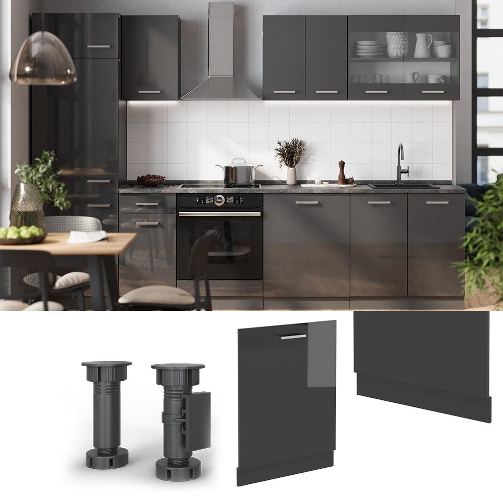 Pannello frontale della lavastoviglie R-Line Antracite lucido/Antracite 60 cm, PL Rovere Vicco