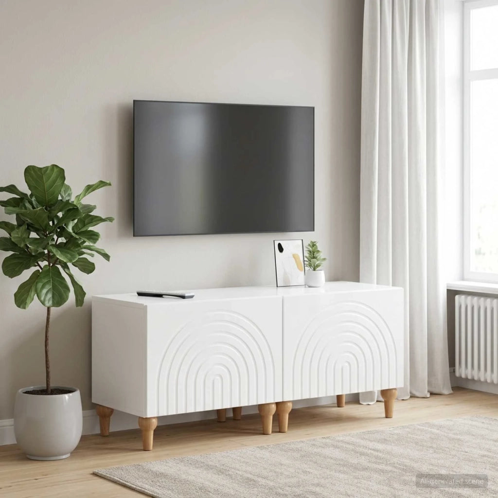 Mobile TV Bianco Lucido Legno ingegnerizzato 896239