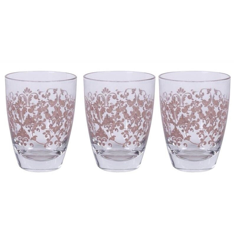 MAURY'S SISSI TRIS DI BICCHIERI PER ACQUA IN VETRO DESIGN ROSA