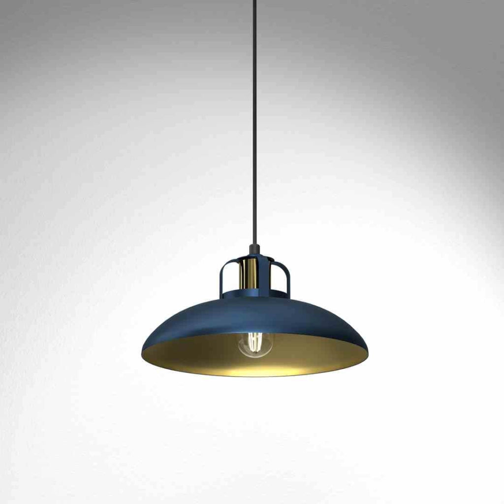 Lampada a sospensione Milagro Felix blu oro E27 Ø30