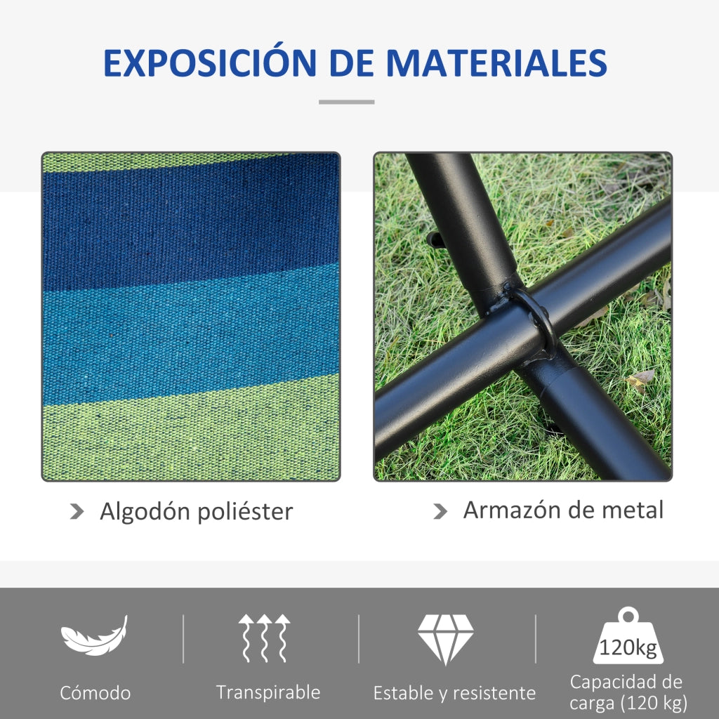 Amaca con supporto ¨C zephmum ¨C verde e blu 310x117 cm
