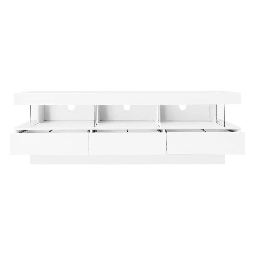 Mobile TV con LED e Vetro ¨C Xylo ¨C Bianco Lucido, 160x38x50,5 cm, per TV 70 Pollici