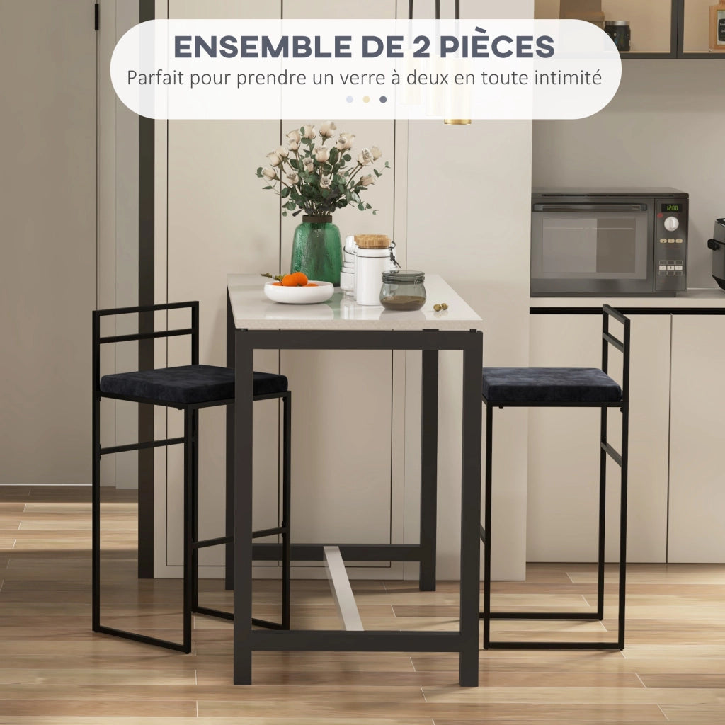 Set di 2 sgabelli alti da bar ¨C Minimal ¨C velluto nero, 74 cm