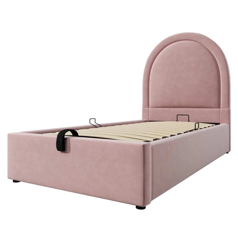 Letto Singolo Imbottito per Bambini ¨C MINIMAL ¨C Rosa Velluto 90x190