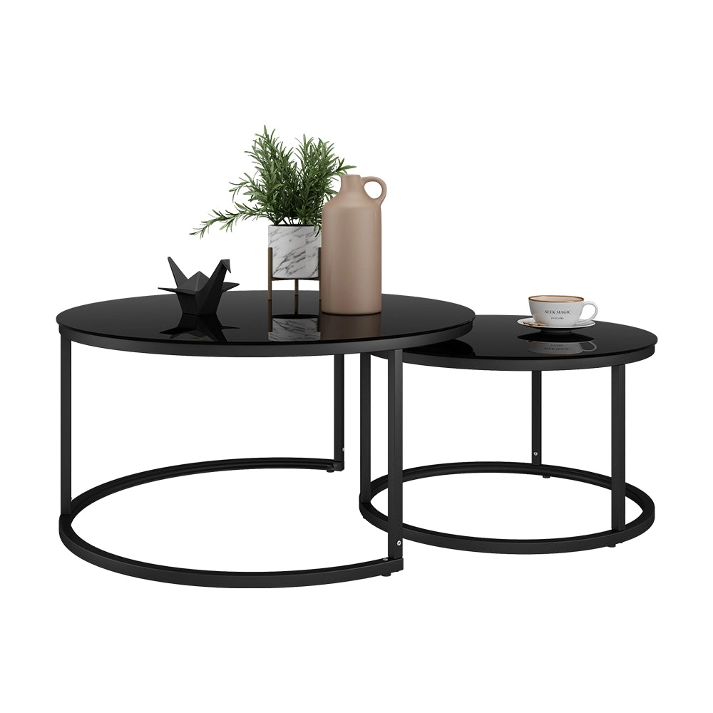 Vicco Set di tavolini Nero 77 x 77 cm 2 parti