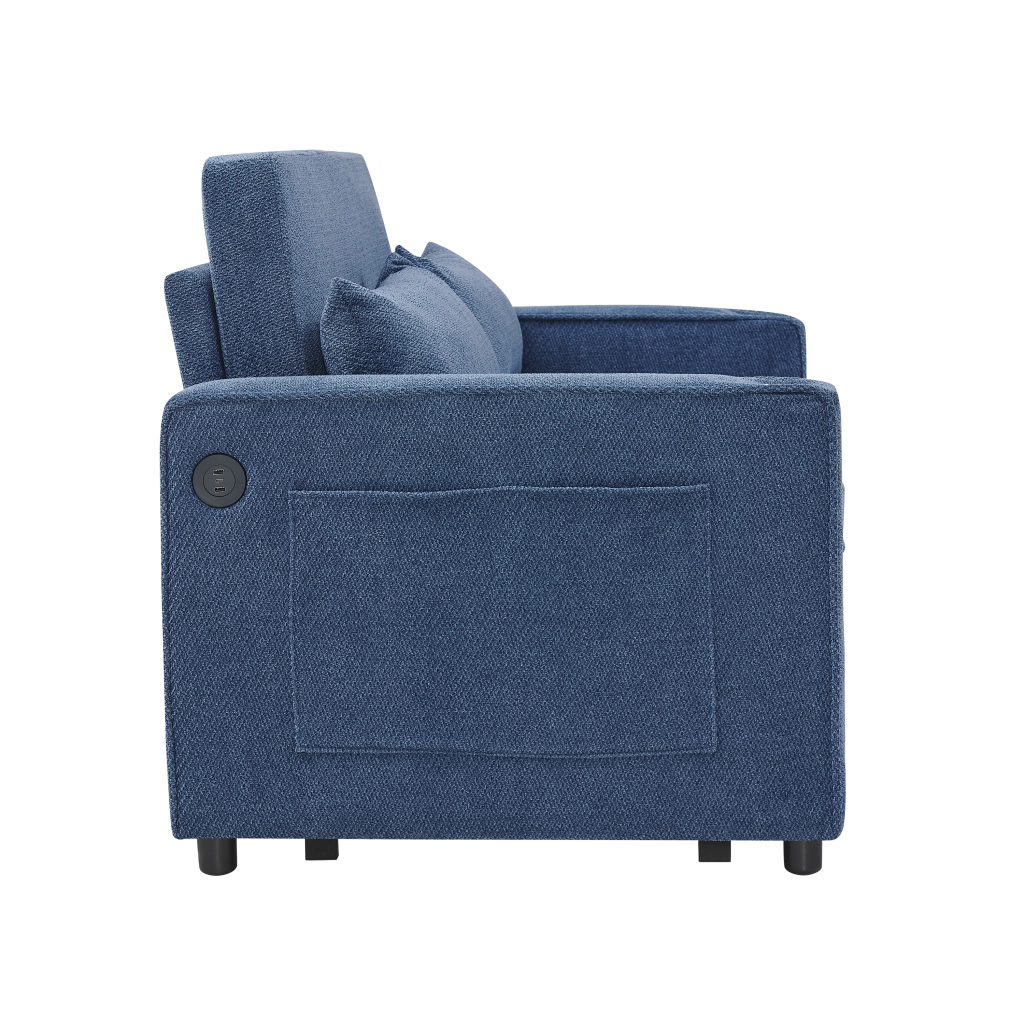Divano Letto 2 Posti con USB ¨C Xylo ¨C Blu, Trasformabile