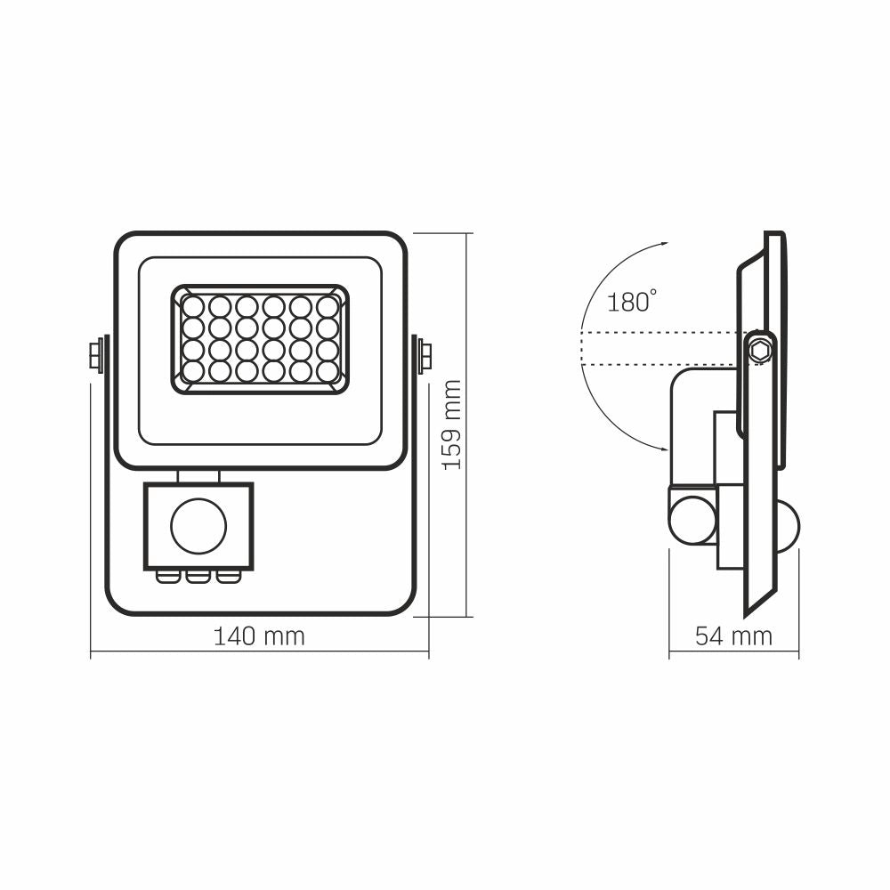 Faro LED 10W con sensore PIR 5000K 900lm IP65 Videx