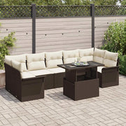 Set Divano da Giardino con cuscino 8 pcs Marrone polyrattan