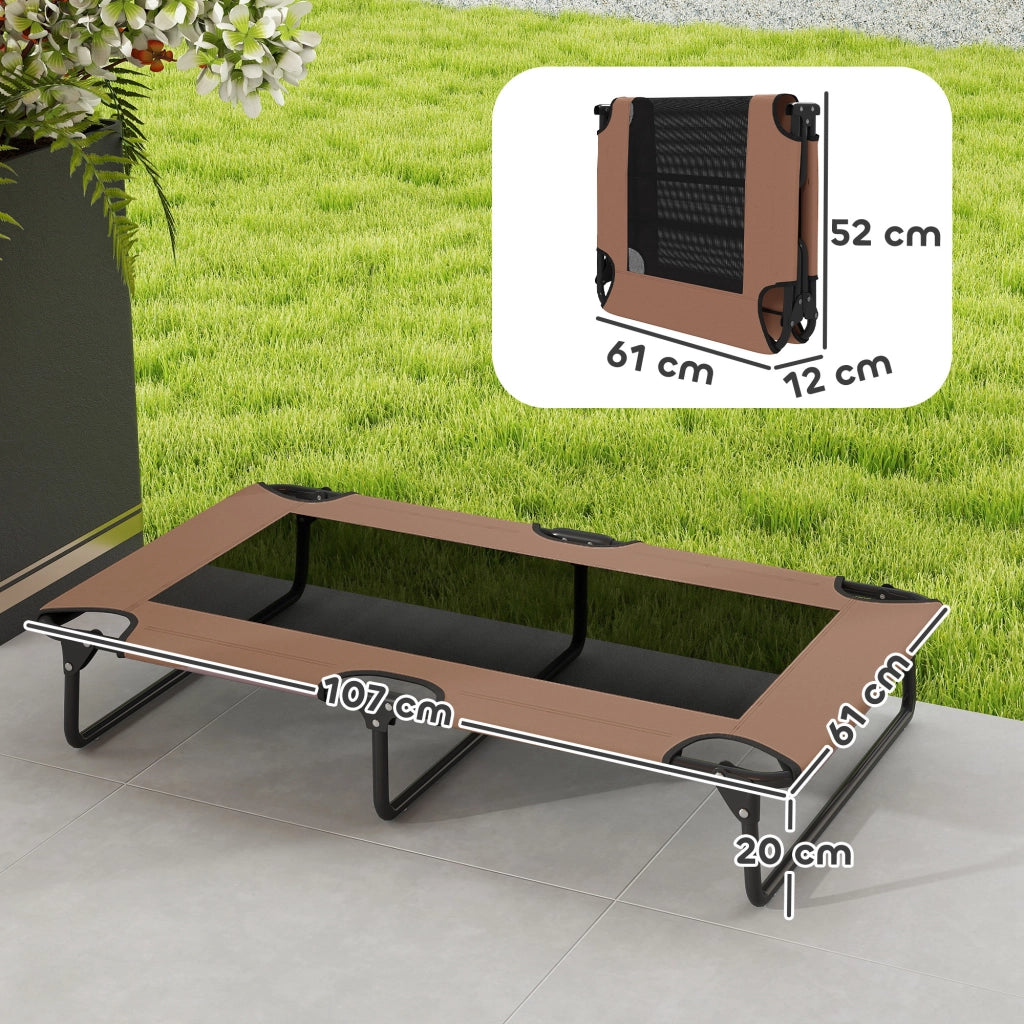 Letto per Cani Pieghevole ¨C Minimal ¨C 107x61x20 cm, Marrone, Tessuto a Rete