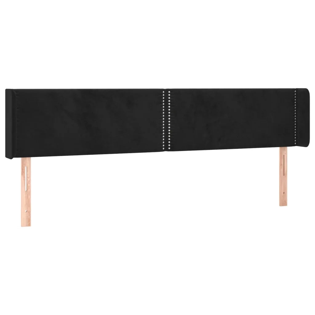 Testiera | Testata ad Orecchio Nera 183x16x78/88 cm in Velluto
