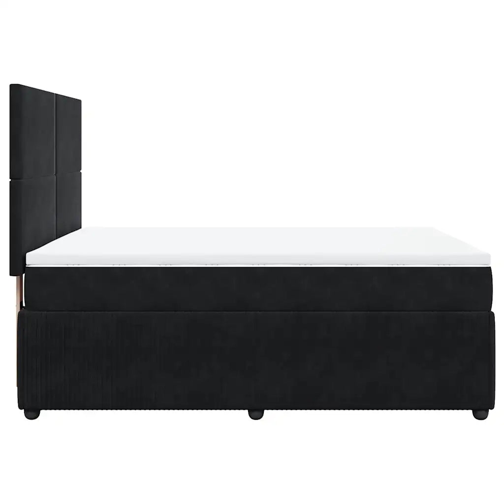 Giroletto a Molle con Materasso Nero 140x190 cm in Velluto 3292330