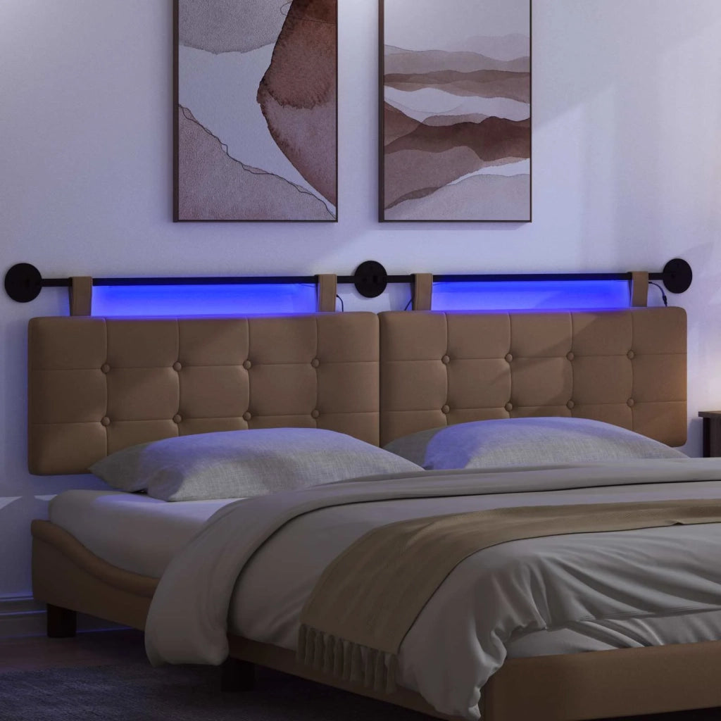 Testiera sospesa Con luce LED Cappuccino Similpelle 3424509