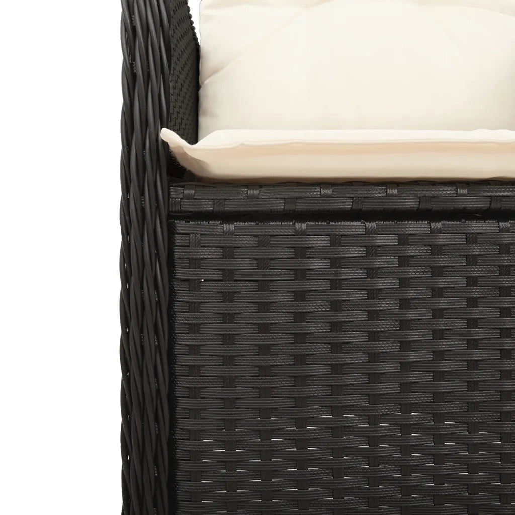 Sedia Reclinabile da Giardino con Cuscini Nera in Polyrattan 365680