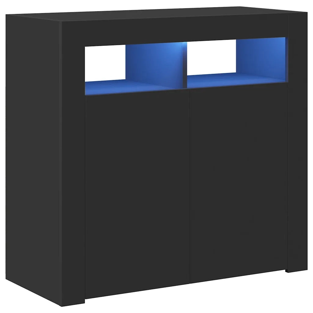 Credenza con Luci LED Nera 80x35x75 cm 804329