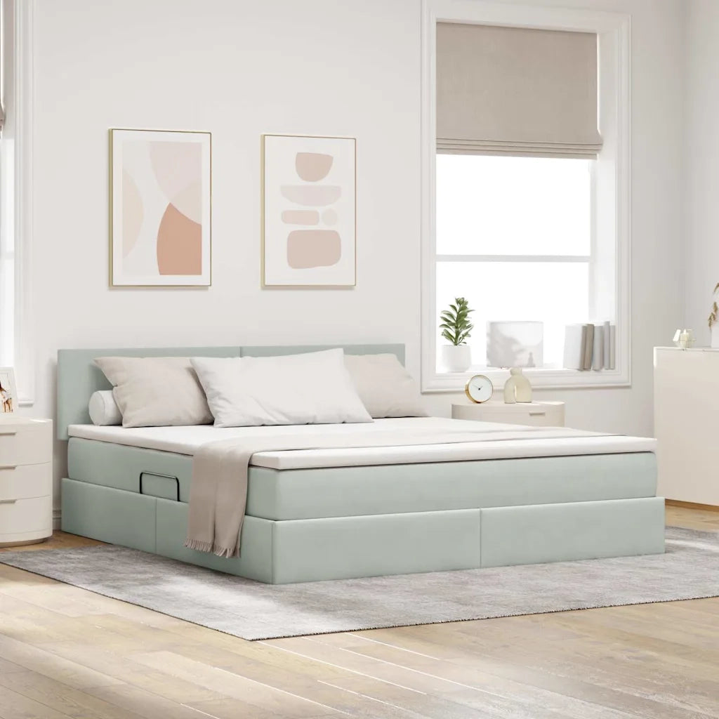 Letto con Contenitore Grigio chiaro 180 x 200 cm Velluto