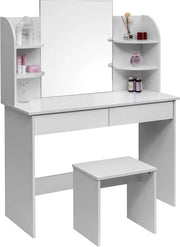 Tavolo per trucco con specchio e sgabello - Bianco - Bambini e adulti