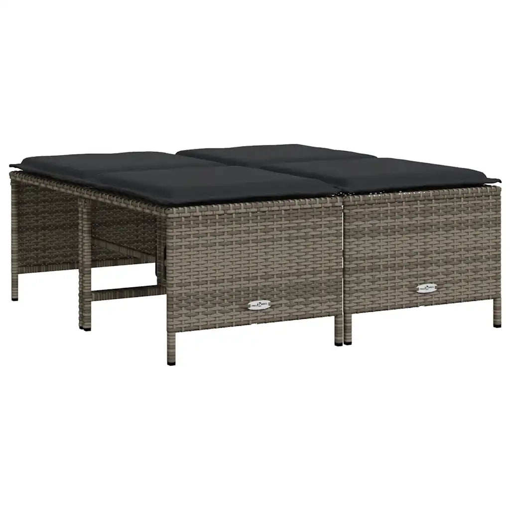 Sgabelli da Giardino con Cuscini 4 pz Grigi in Polyrattan CFW1067806