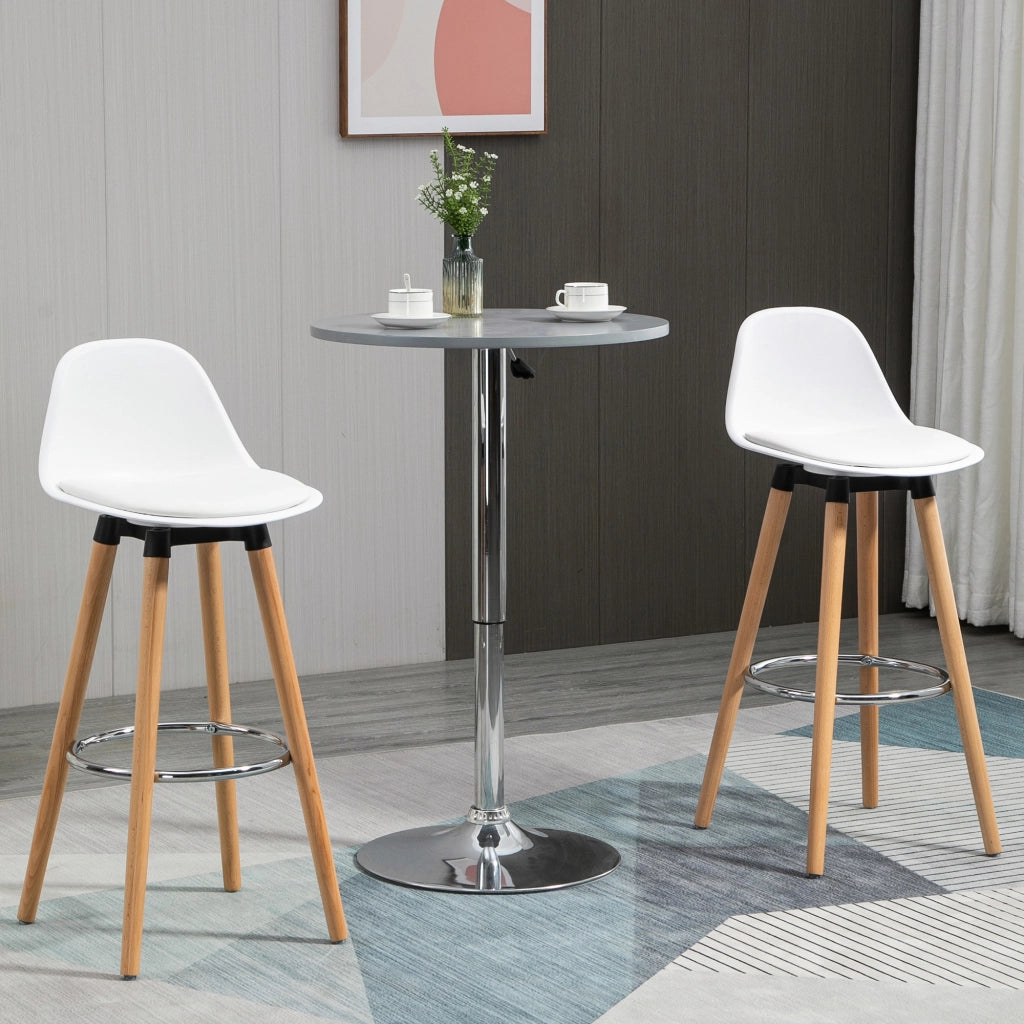 Set 2 Sgabelli da Bar con Schienale ¨C Minimal ¨C Legno e Plastica, Bianco