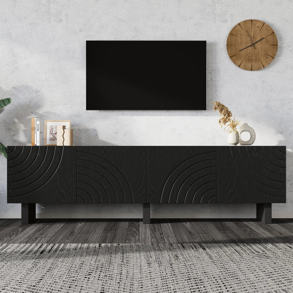 Cassettiera per TV nera in truciolare lunghezza 180 cm