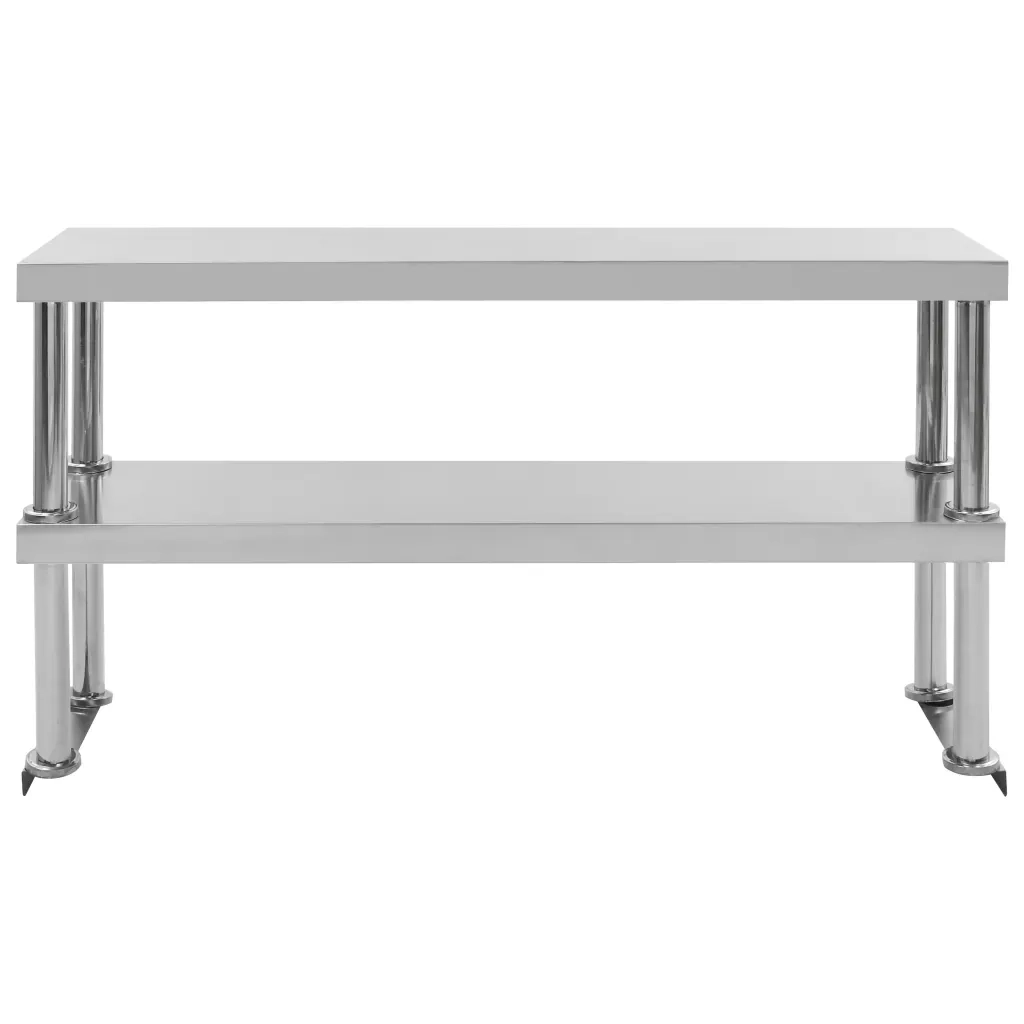 Tavolo Lavoro Cucina con Mensola 120x60x150 cm in Acciaio Inox 3054470