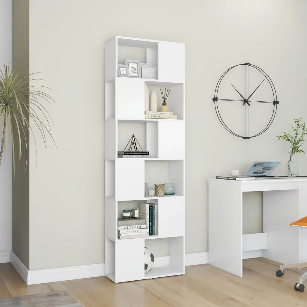 Libreria Divisorio-Scaffale per Libri-Mobile di Stoccaggio Bianco 60x24x186 cm