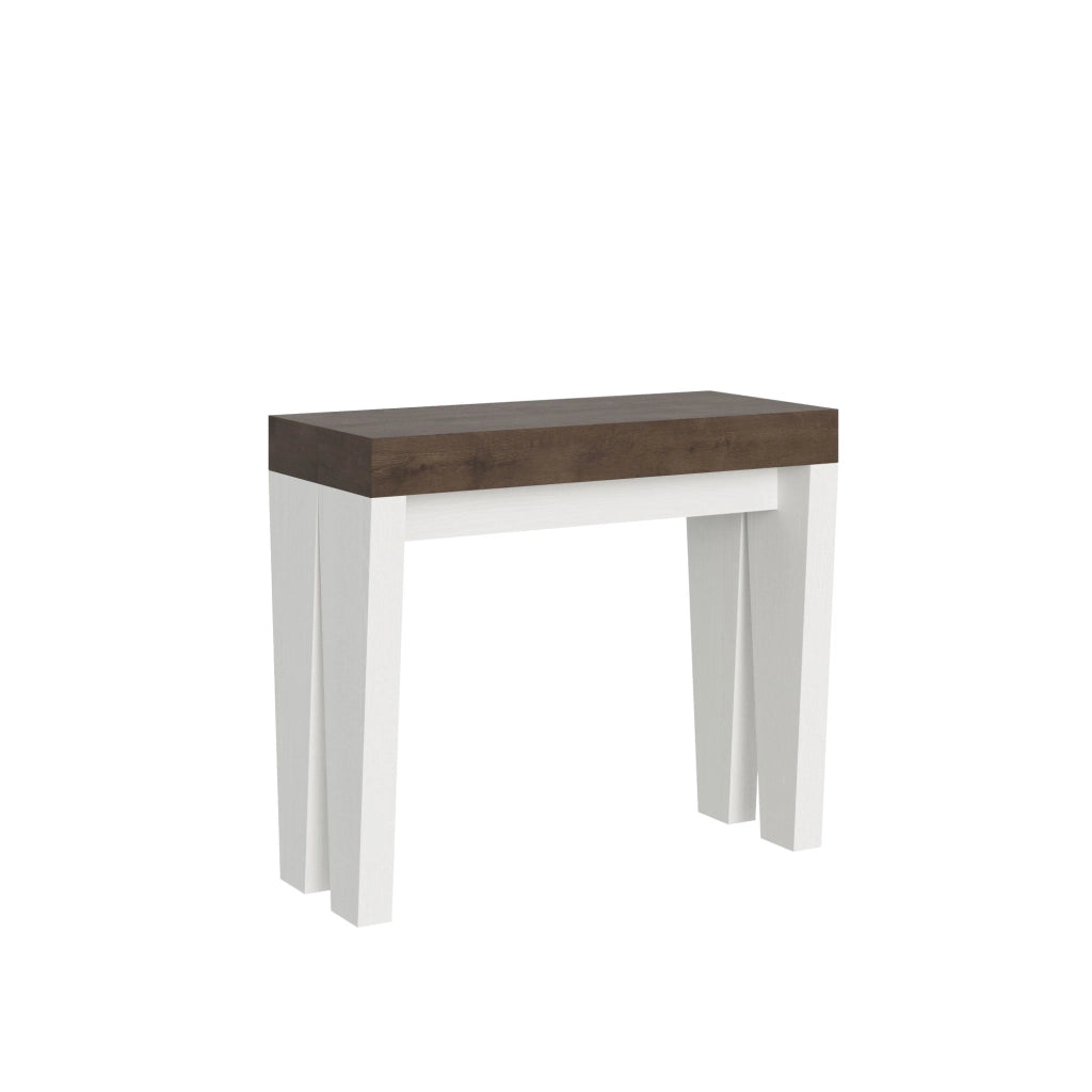 Consolle Allungabile 90-196x40x77 cm in Nobilitato Marrone e Bianco