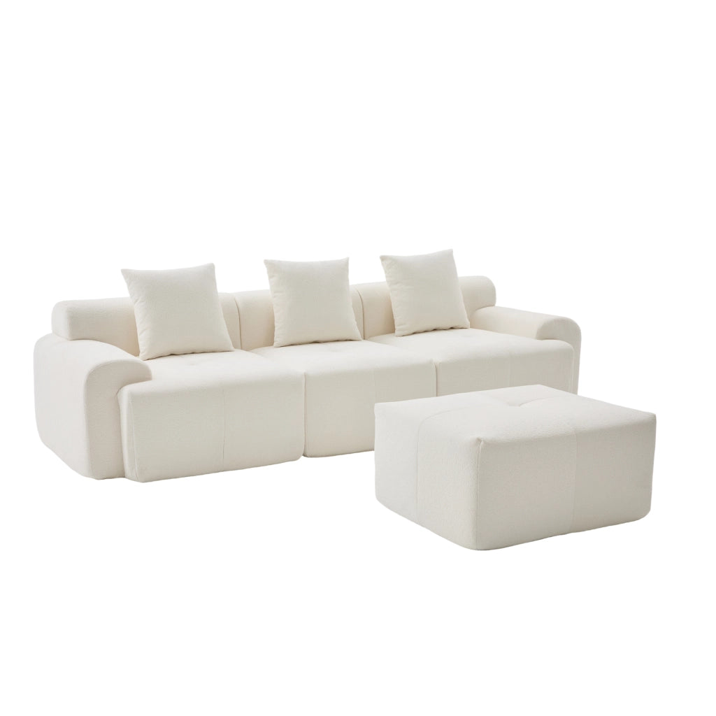 Sof¨¤ modulare a nuvola - Zephmum- 3 posti beige schiuma memory L 268x102x78 cm