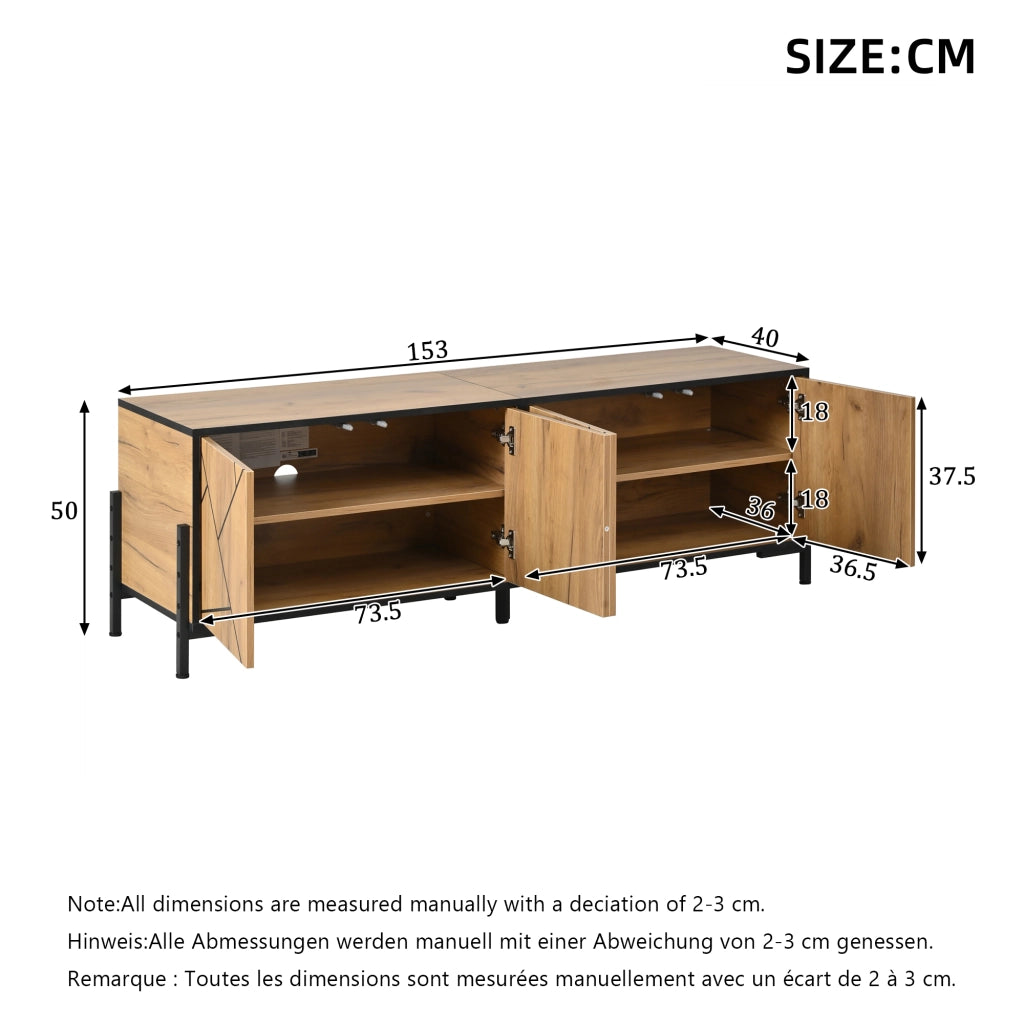 Cassettiera TV naturale in MDF lunghezza 153 cm