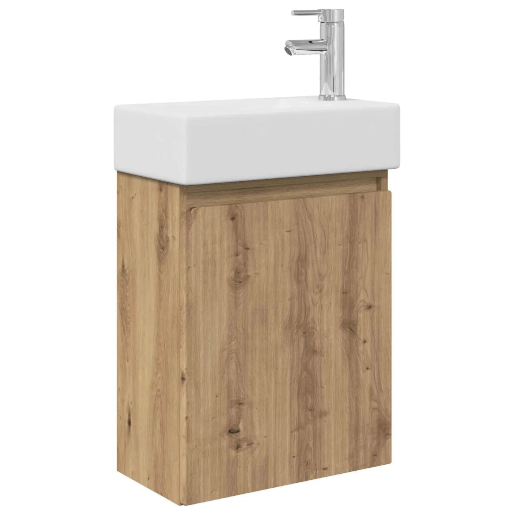 Mobile Bagno | Armadio da bagno con rubinetto Rovere Artigianale