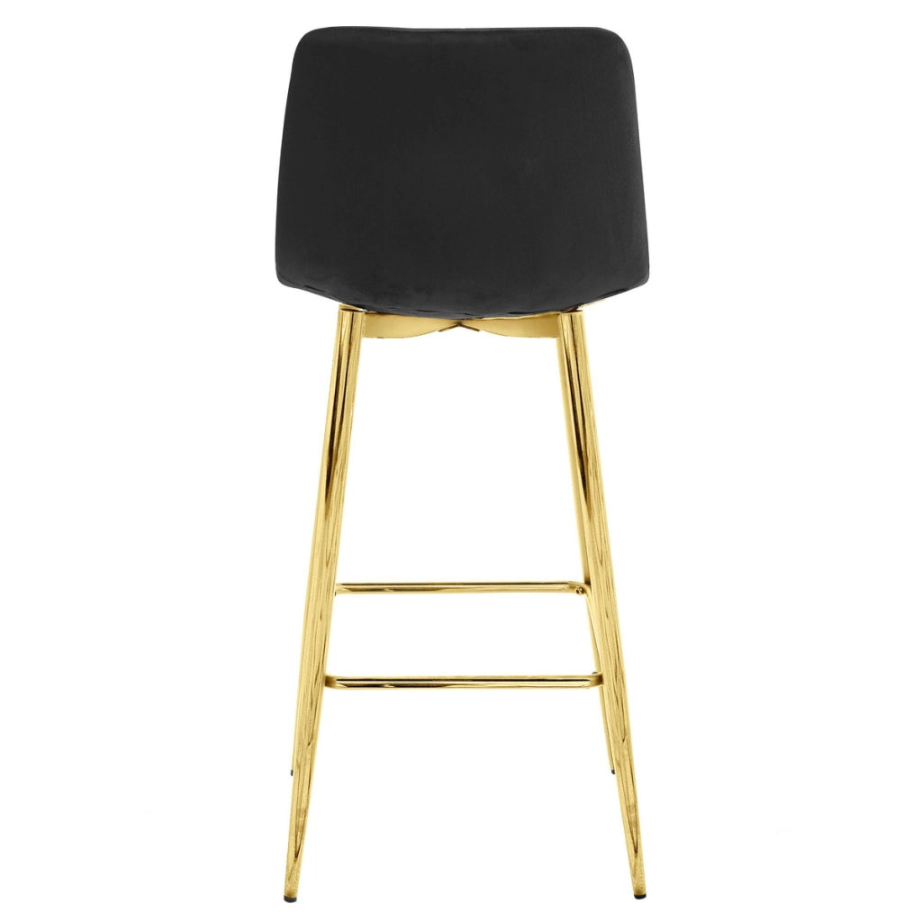Sgabello bar NADO in velluto nero con gambe oro
