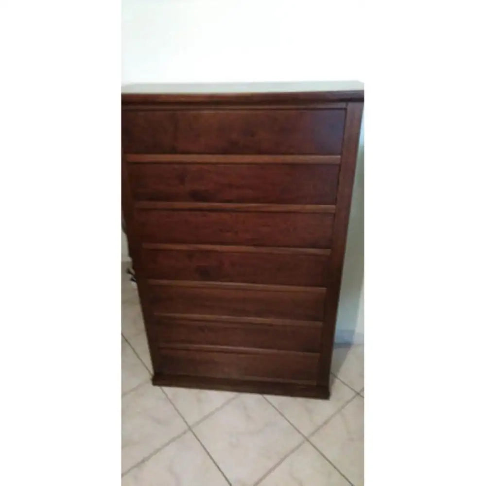 Cassettiera 7 cassetti arte povera in legno massello e mdf con rifinitura in noce 87x37x127 H
