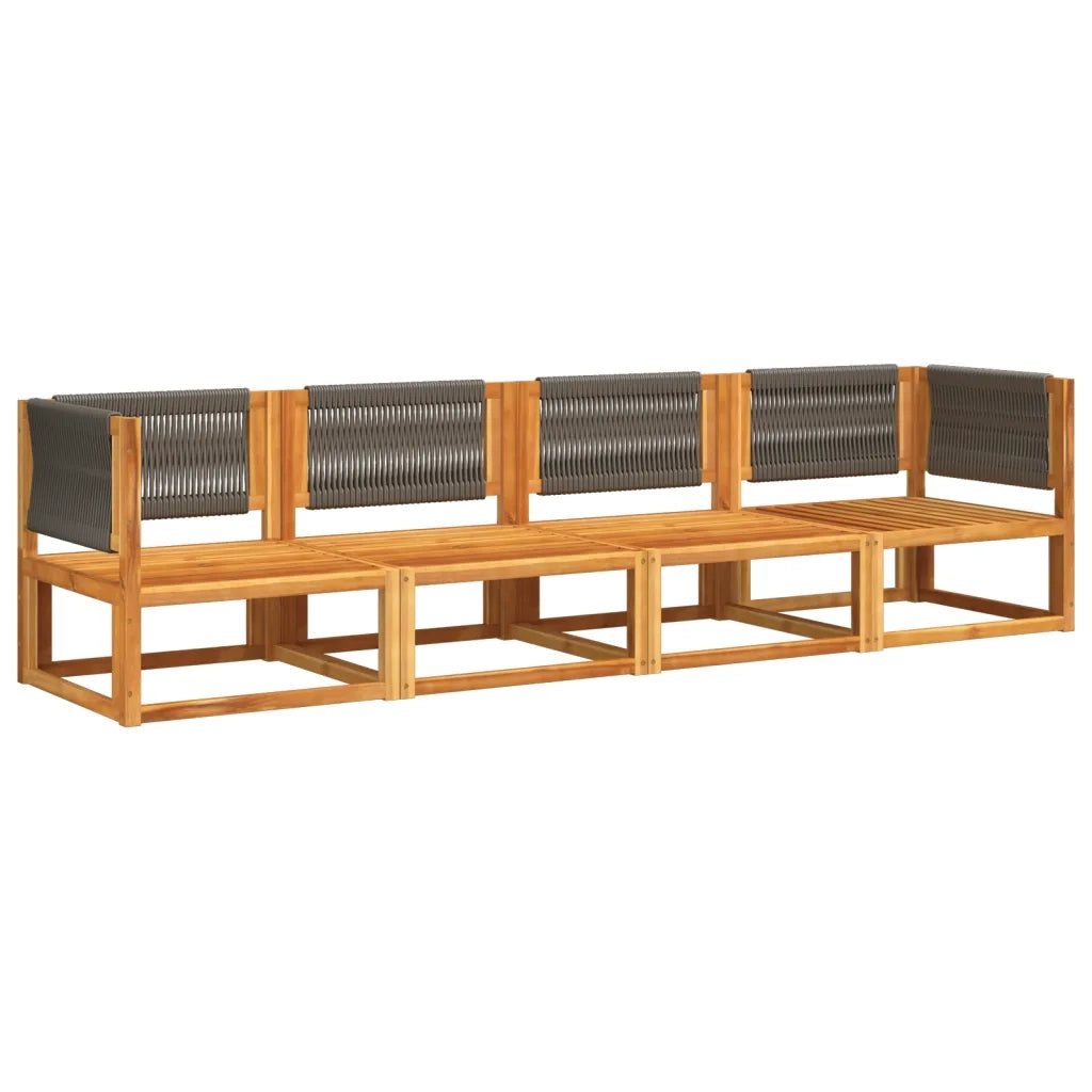 Set di divani da giardino 4 pezzi con cuscini in legno di acacia e corda 3278832