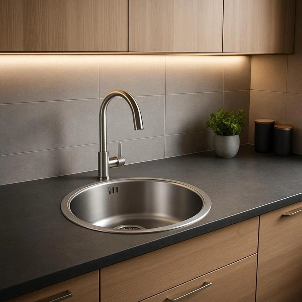 Lavello circolare incasso in acciaio inox D 43.5  - Cromo