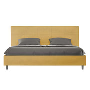 BS COM Letto matrimoniale king size con rete imbottito 180x210 microfibra ocra