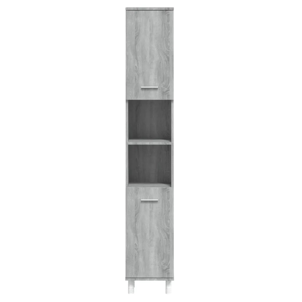 Pratico mobiletto da bagno di design 30 x 30 x 179 cm realizzato in legno composito grigio 02_0048522