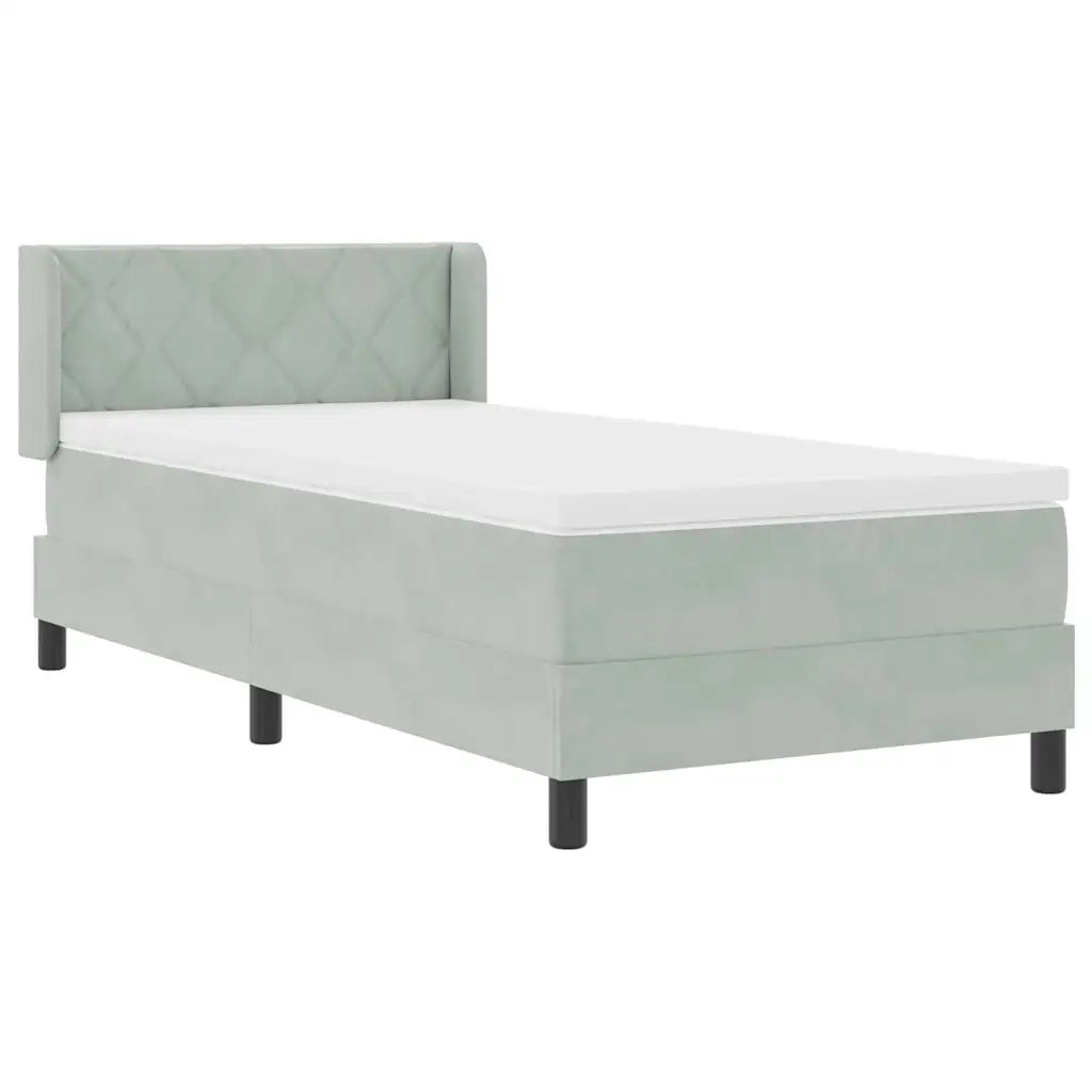 Letto a molle con testiera Grigio chiaro 200 x 100 cm Velluto 3341510