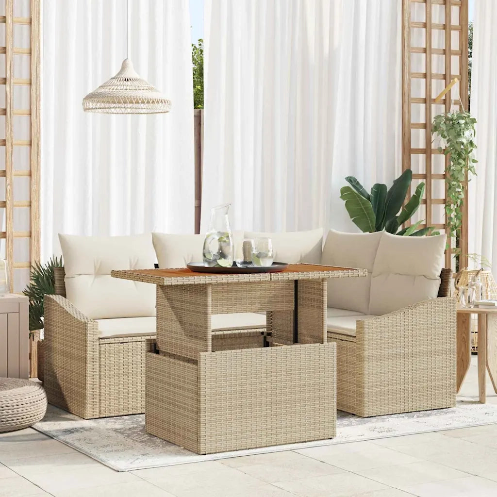 Set da Pranzo per Giardino con cuscino 5 pcs Beige e Crema 3349833