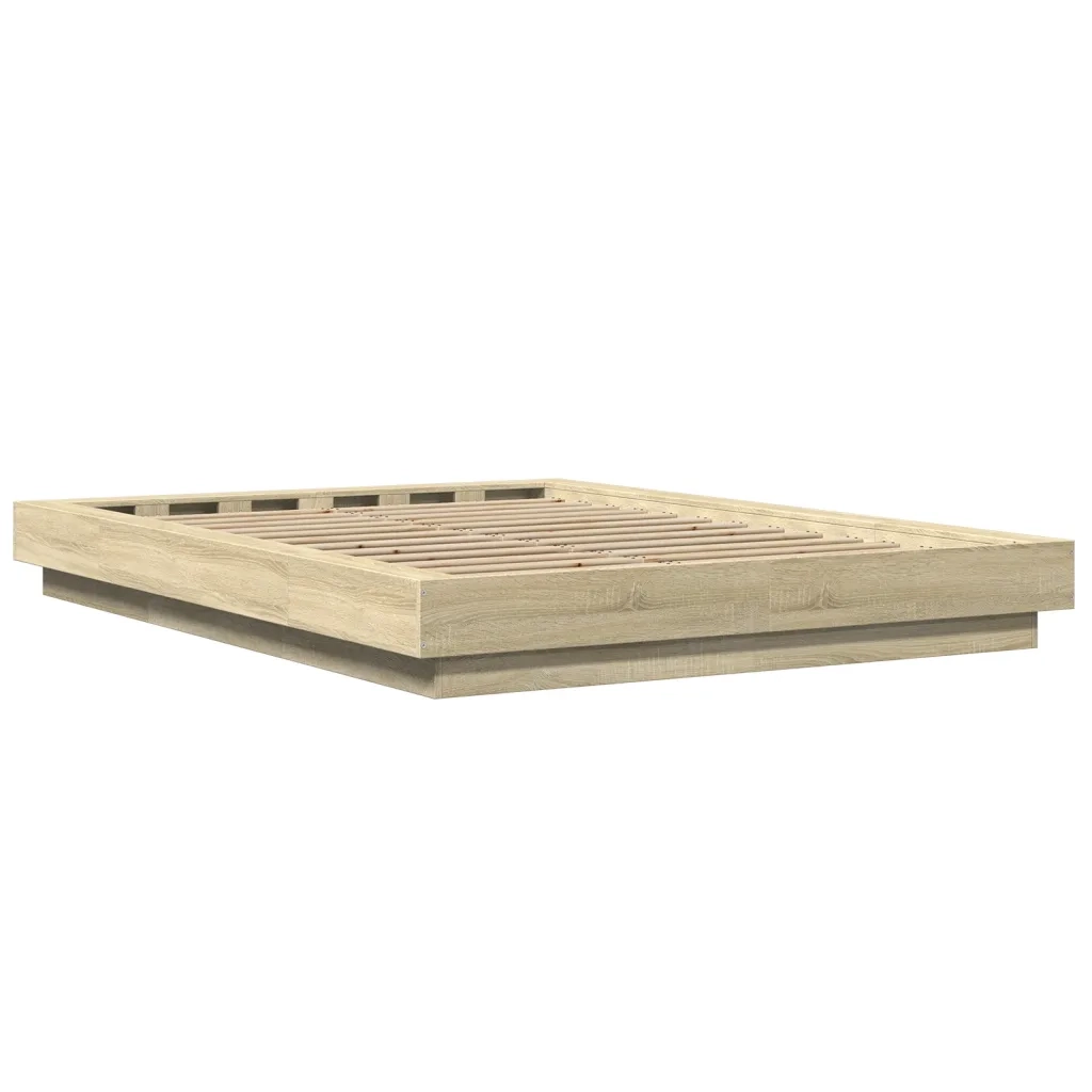 Letto matrimoniale | Letto per adulti | Giroletto Rovere Sonoma 135x190 cm in Legno Multistrato
