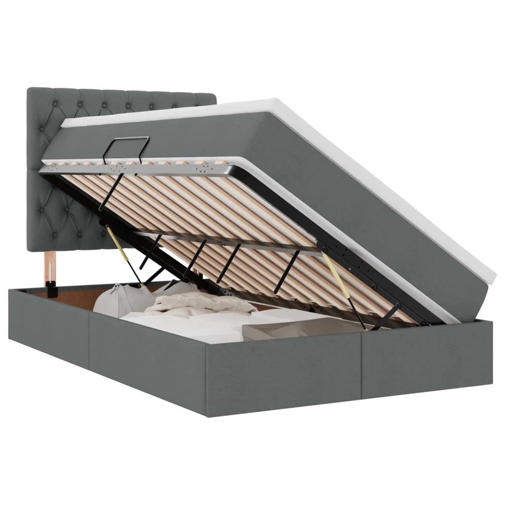 Letto con contenitore e LED con led Grigio scuro 120 x 200 cm
