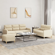 Set di Divani 3 pz con Cuscini Crema in Tessuto 3201610