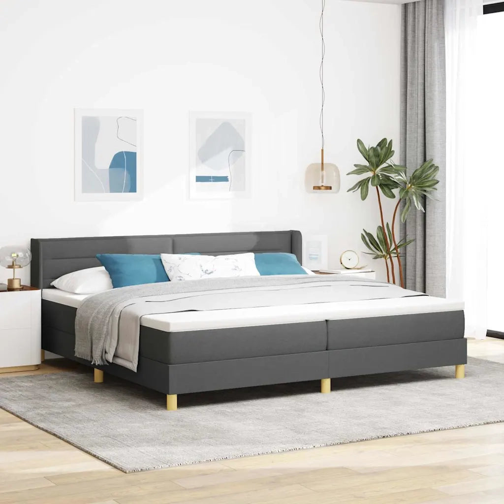 Letto a molle con materasso Grigio scuro 200 x 200 cm Tessuto 3341252