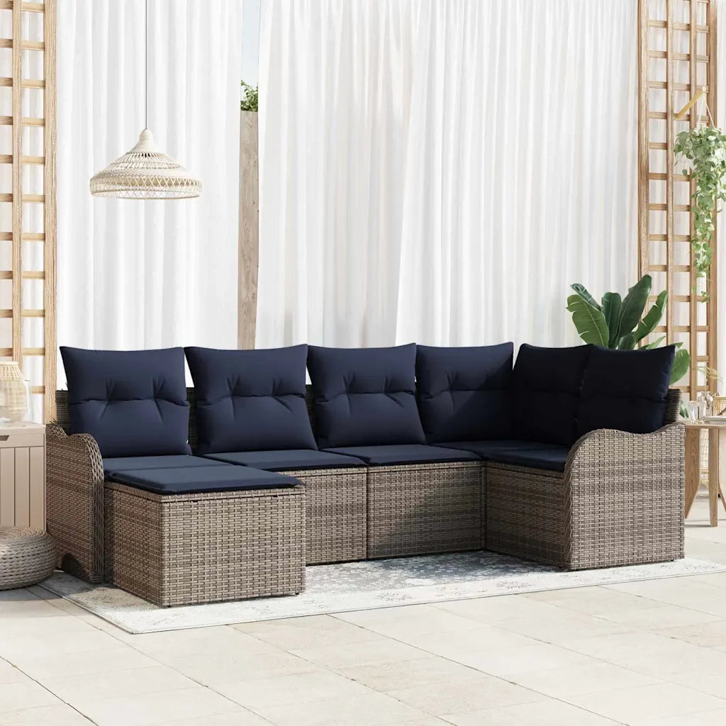 Set Divano da Giardino Grigio polyrattan 3345775