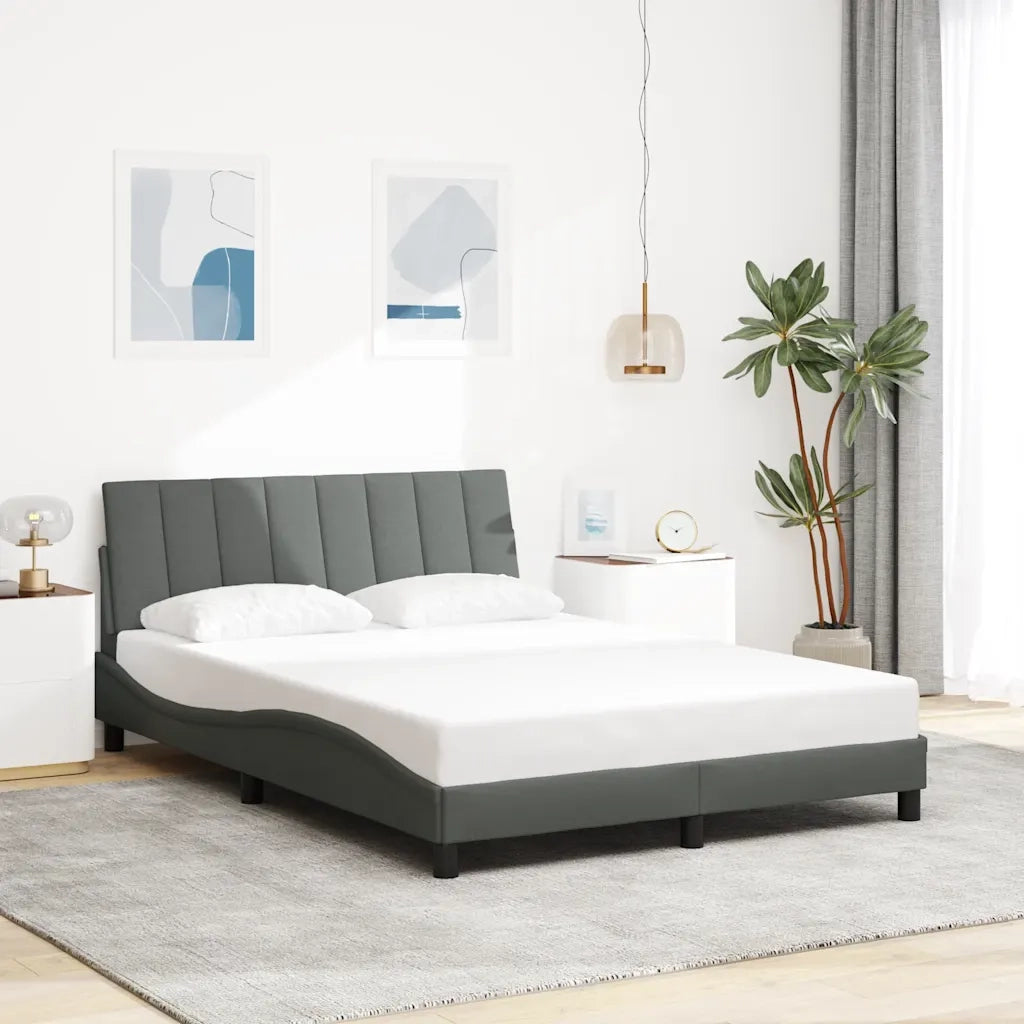 Letto matrimoniale | Letto per adulti | Giroletto senza Materasso Hanko Grigio Scuro 140x200 cm Tessuto