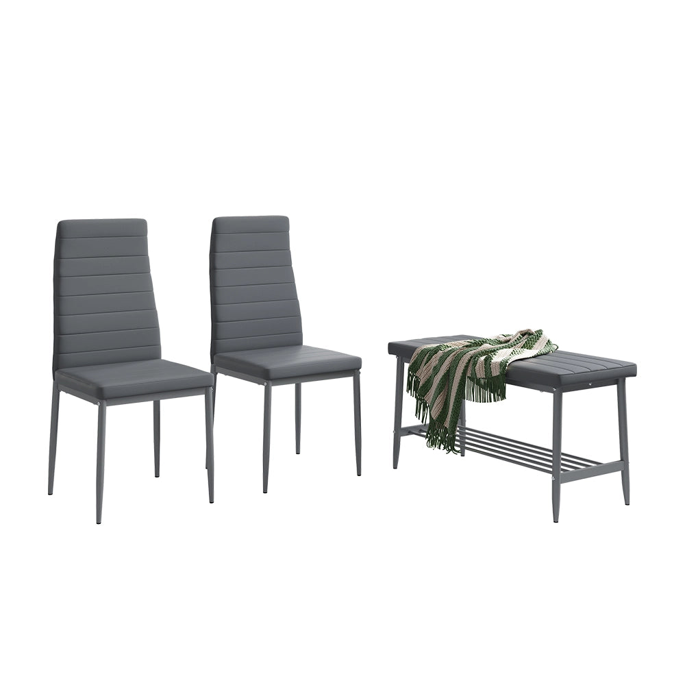 Vicco Panca e sedia Grigio 85 x 46.5 cm Set da 3 pezzi