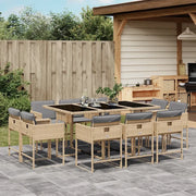 Set Pranzo da Giardino 11 pz con Cuscini Beige Misto Polyrattan 3278159