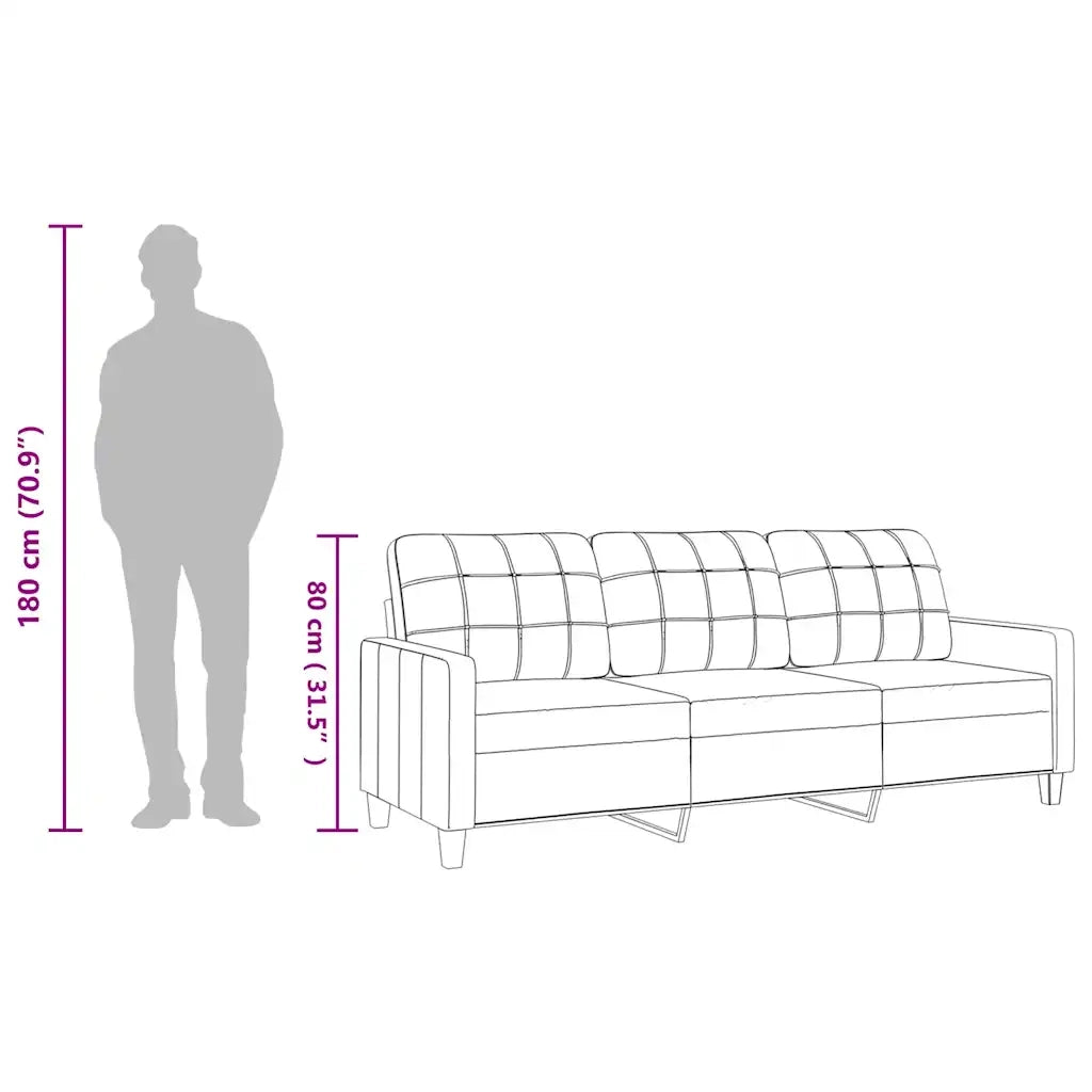 Divano a 3 Posti-Sofa 3 Posti Cappuccino 180 cm in Similpelle 703634