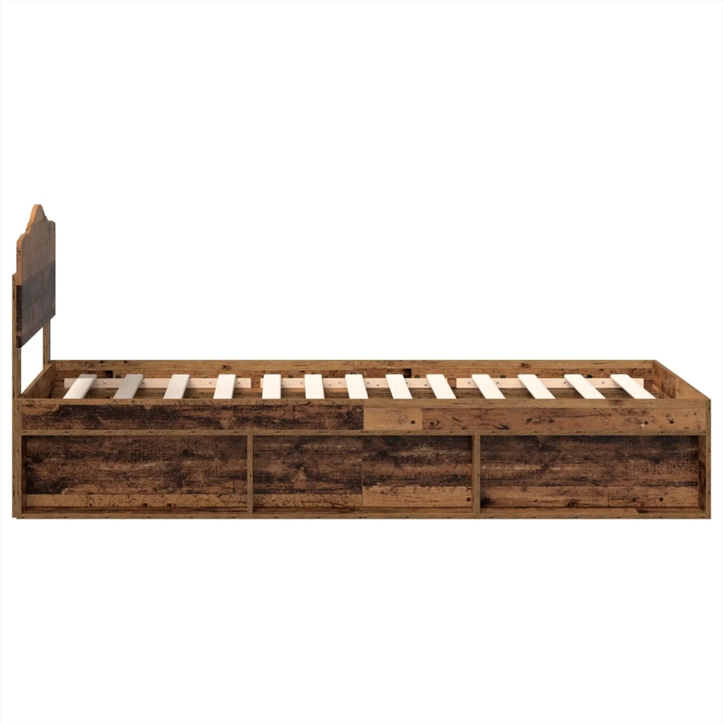 Letto singolo | Letto per adulti | Struttura del letto Legno vecchio 75 x 190 cm Pino massello