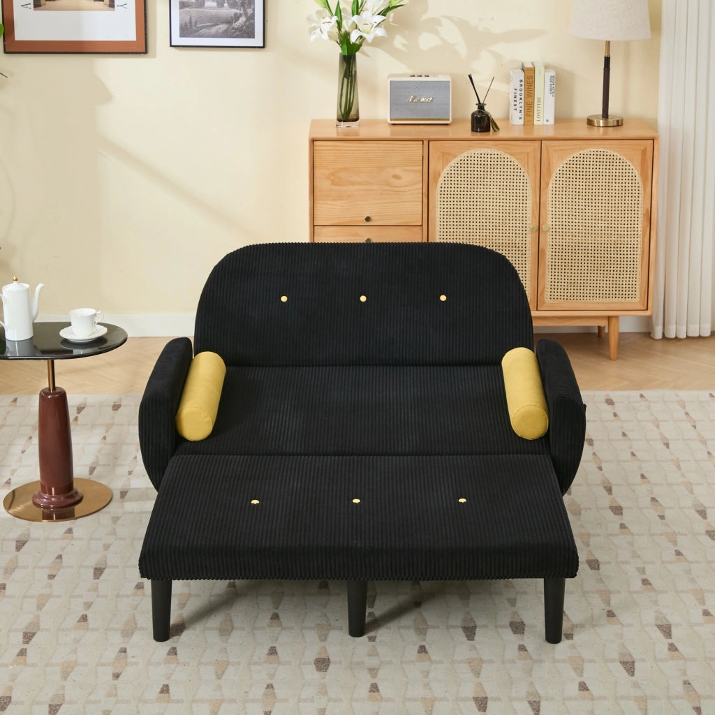 Divano Loveseat con Vano Contenitore ¨C MINIMAL ¨C Nero, Tessuto a Coste